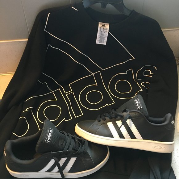 (COMBO) Mens Adidas Shoes, and matching crewneck - 8.5 - Picture 1 of 9